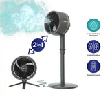 FlexBreeze 13 in. 5-Speed Outdoor and Indoor Pedestal Fan in Dark Grey InstaCool Misting Attachment Corded and Cordless