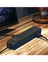 12 ft. 9-Outlet Surge Protector with 1 USB-A and 2 USB-C, Black