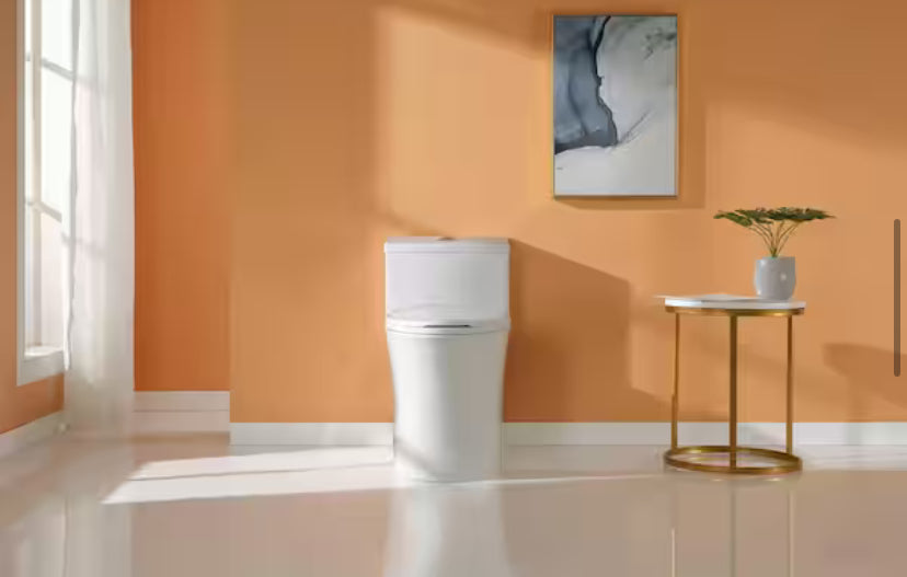 1-piece 0.8/1.28 GPF Dual Flush Elongated Toilet in White Seat Included