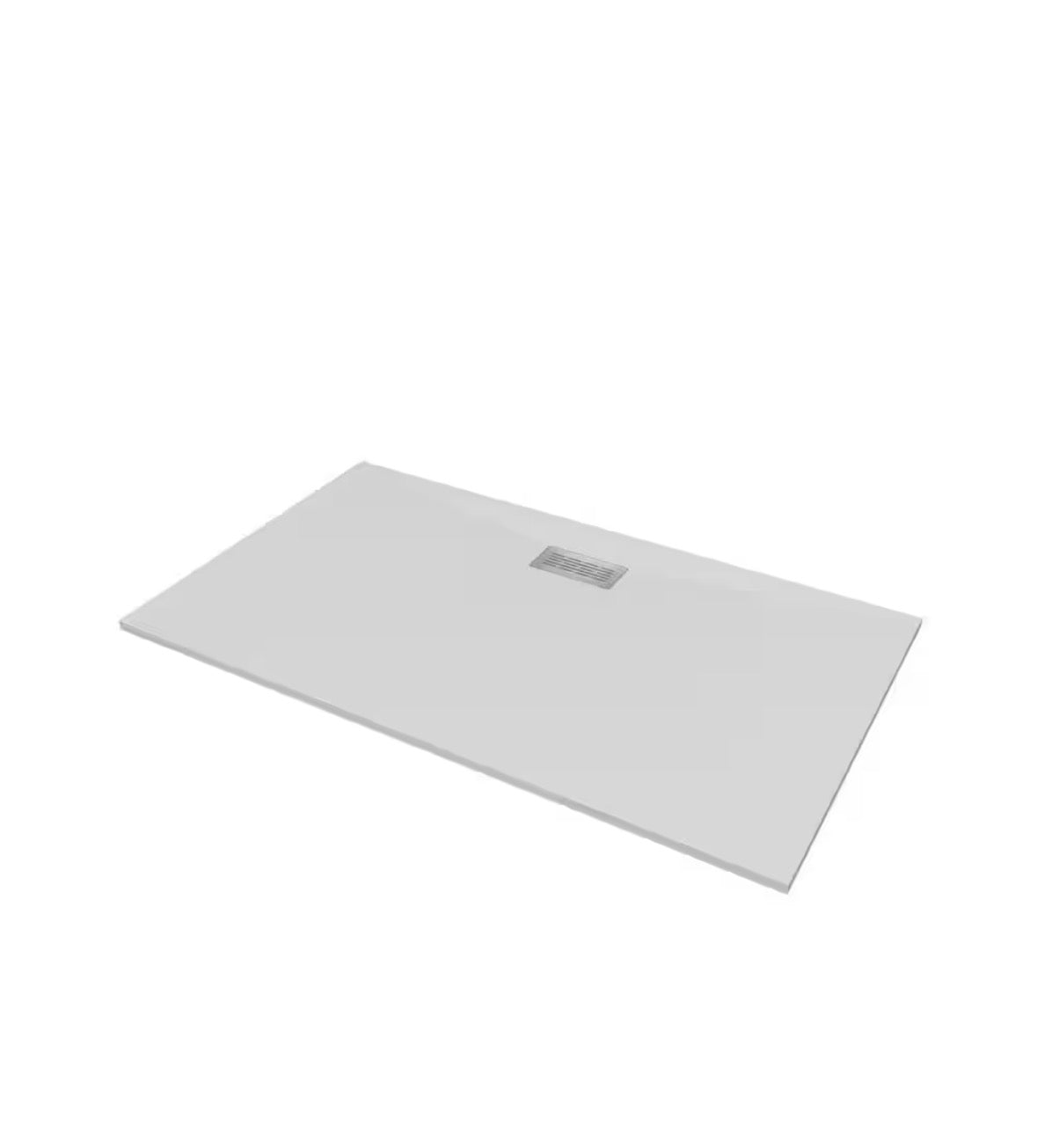 72 in. L x 42 in. W x 1.125 in. H Solid Composite Stone Shower Pan Base with Center Back Drain in White Sand