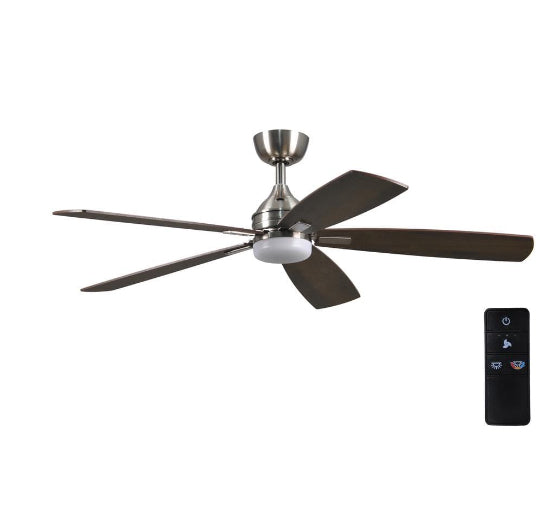 Beckford 52 in. Indoor Brushed Nickel Ceiling Fan with Adjustable White Integrated LED with Remote Control Included