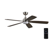 Beckford 52 in. Indoor Brushed Nickel Ceiling Fan with Adjustable White Integrated LED with Remote Control Included