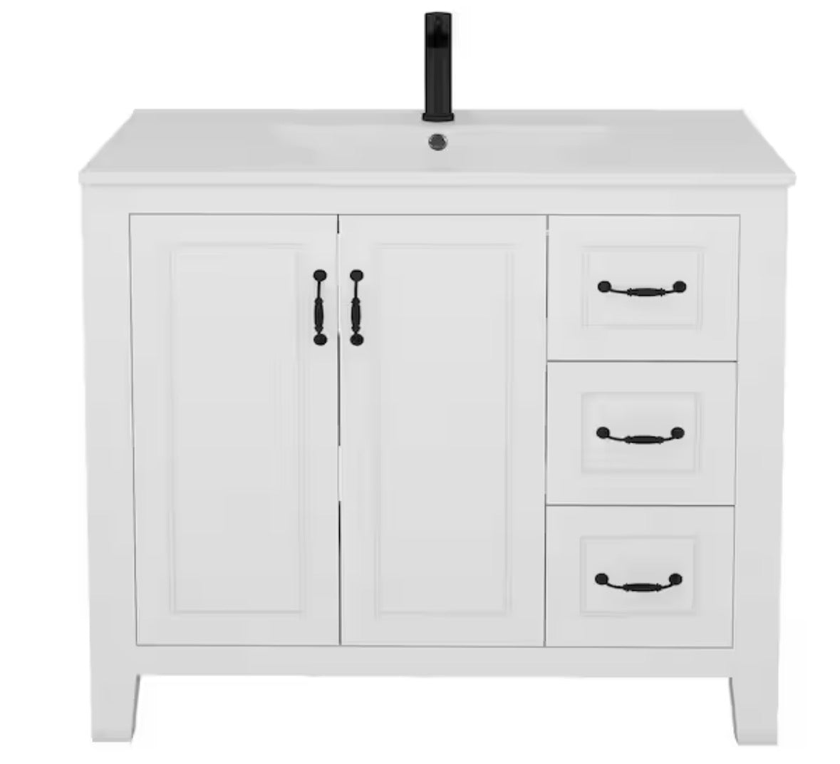 36 in. W x 18 in. D x 33 in. H Single Sink Bath Vanity in White with White Wood Top with Sink Set