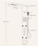 LED Rainfall Waterfall Shower Head Rain Massage System with Body Jets, Bathroom Shower Panel Tower System Brushed Nickel