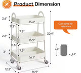 3 Tier Small Rolling Cart, Metal Utility Storage Organizer Kitchen Trolley Bathroom Laundry Room Bar Office Shelves
