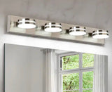 30 in. 4-Light Nickel LED Vanity Light with Dimmable 5500K Light and 270° Swivel Range Acrylic Lampshade