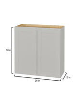 Avondale Shaker Dove Gray Quick Assemble Plywood 36 in Wall Cabinet (36 in W x 30 in H x 12 in D)