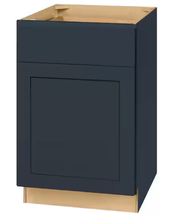 Avondale 21 in. W x 24 in. D x 34.5 in. H Ready to Assemble Plywood Shaker Base Kitchen Cabinet in Ink Blue