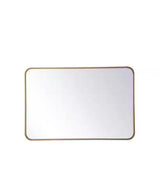 Timeless Home 24 in. W x 36 in. H x modern Soft Corner Metal Rectangle Brass Mirror