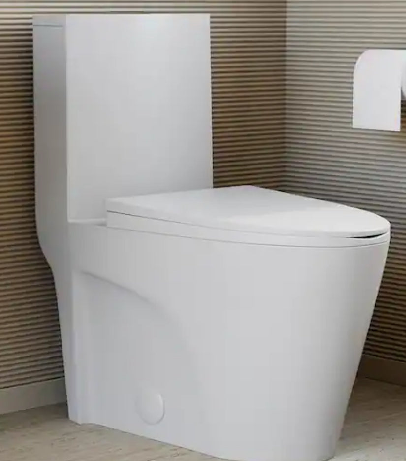 St. Tropez 1-Piece 1.1 GPF/1.6 GPF Dual Flush Elongated Toilet in Matte White Seat Included
