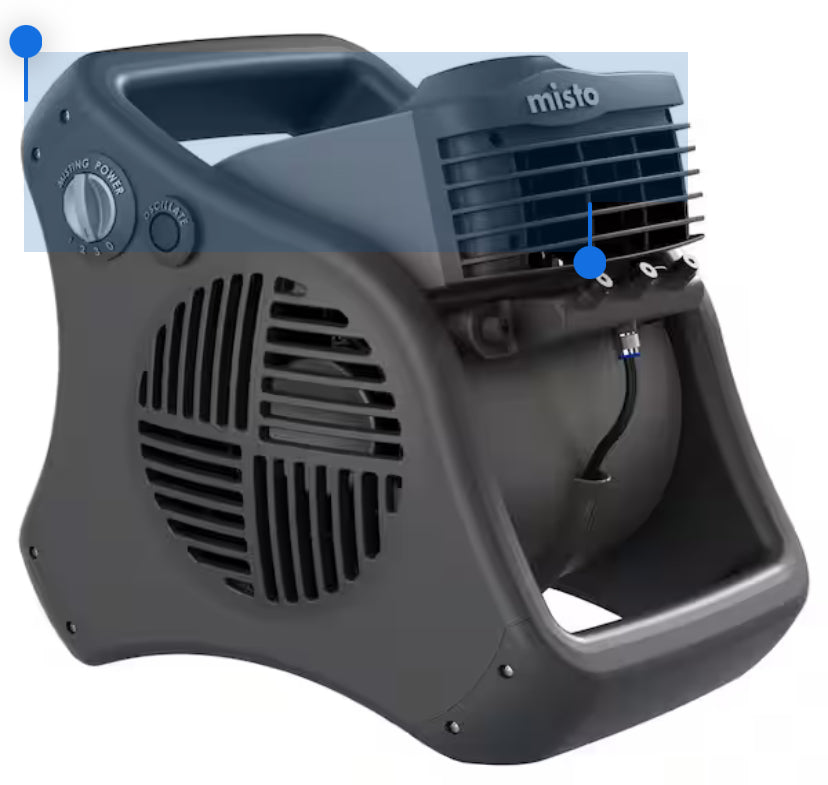 Misto 15 in. 3 Speed Outdoor Misting Fan in Black for Backyards, Patios and Decks with Misting Kit and Pivoting Head