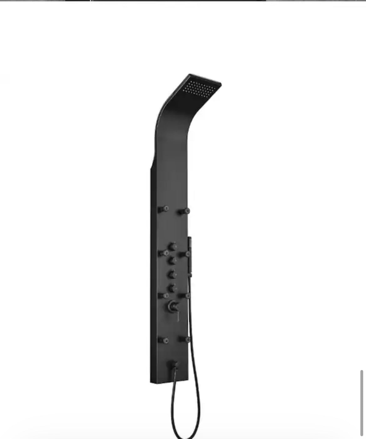 65 in. 8-Jet Rainfall Shower Panel System with Waterfall Shower Head and Shower Wand in Black Painted Stainless Steel