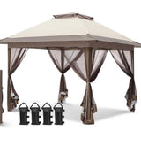 13 ft. x 13 ft. Pop-Up Gazebo Tent Instant with Mosquito Netting and 4-Sand Bags