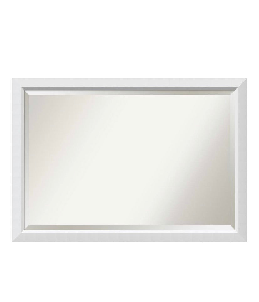 Blanco White 39.5 in. x 27.5 in. Beveled Rectangle Wood Framed Bathroom Wall Mirror in White