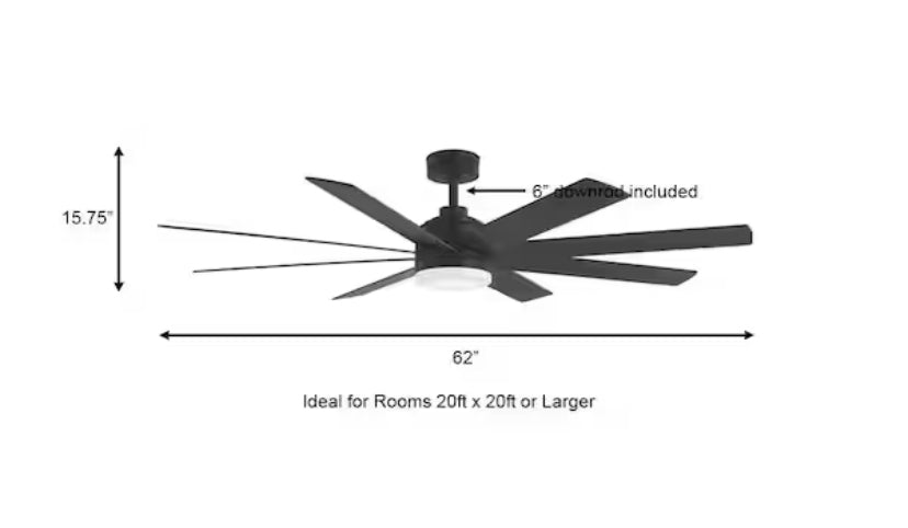 Celene 62 in. LED Indoor/Outdoor Matte Black Ceiling Fan with Light and Remote Control with Color Changing Technology