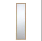Natural Wood Finish 14.2 in. W x 50.2 in. H Over The Door Rectangle MDF Framed Mirror