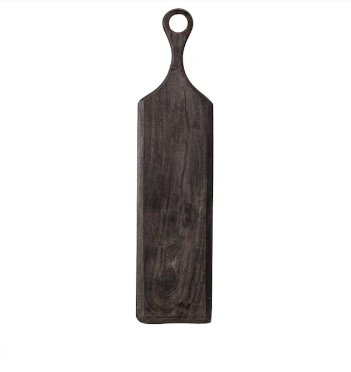23.75 in. Black Round Acacia Wood Cheese and Cutting Board with Round Opening on Handle