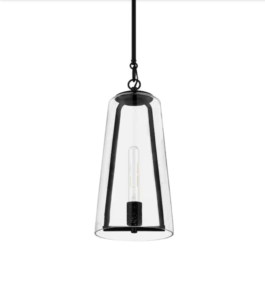 Desmond 60-Watt 1-Light Black Pendant with Smoke Seedy Glass Shade