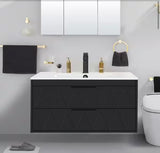 36 in. W x 18.1 in. D x 18.1 in. H Single Sink Floating Black Bath Vanity with White Integrated Composite Resin Top