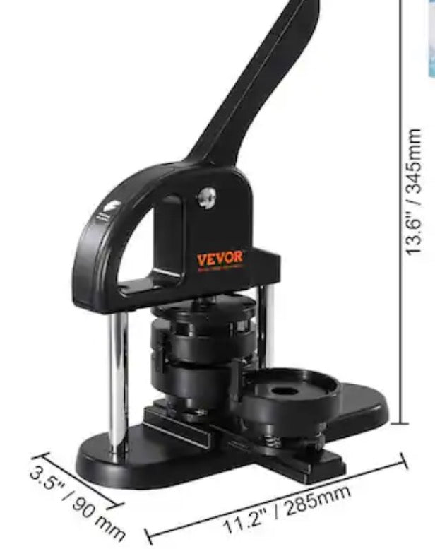 Button Maker Machine, 1/1.25/2.28 in. (25/32/58 mm) 3 in. 1 Pin Maker, Installation-Free Badge Punch Kit