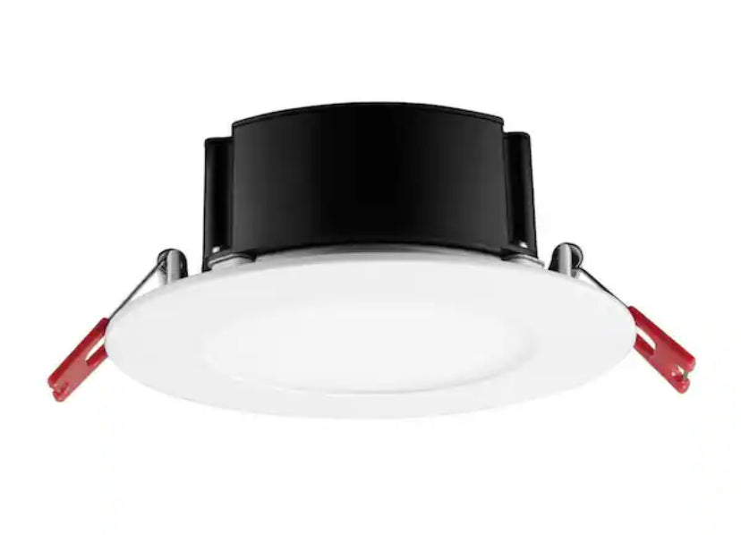 4 in. White Flush Round Wet Rated LED Integrated Recessed Lighting Kit