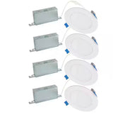 QuickLink Low Voltage, 4 in. Selectable CCT 2700-5000K, 600 Lumens, Recessed Canless LED Starter Kit-4pack, Dimmable
