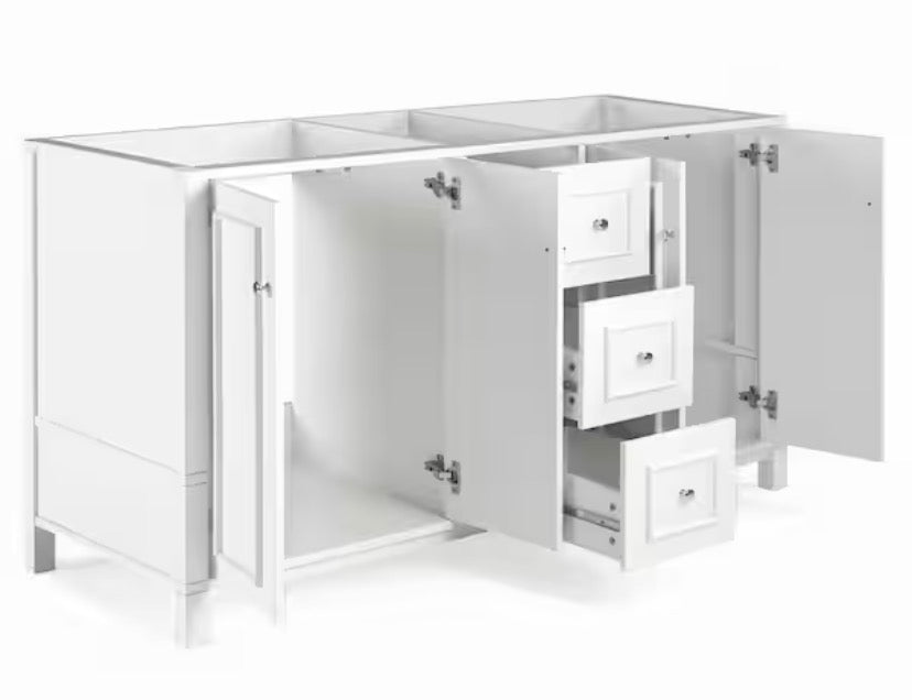 Williamsburg 60 in. W x 21 in. D x 34 in. H Bath Vanity Cabinet without Top in White