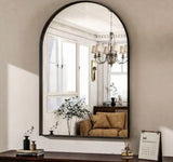Modern Black 36 in. W x 48 in. H Arched Aluminum Alloy Deep Framed Vanity Wall Mirror