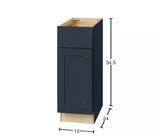 Avondale 12 in. W x 24 in. D x 34.5 in. H Ready to Assemble Plywood Shaker Base Kitchen Cabinet in Ink Blue
