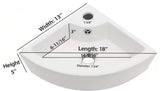 18 in. L x 13 in. W x 5 in. H Wall-Mounted Corner Ceramic Bathroom Sink in White with Overflow