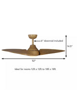 Fernbrooke 52 in. Indoor/Outdoor Brown Oak Ceiling Fan with Adjustable White Integrated LED and Remote Control