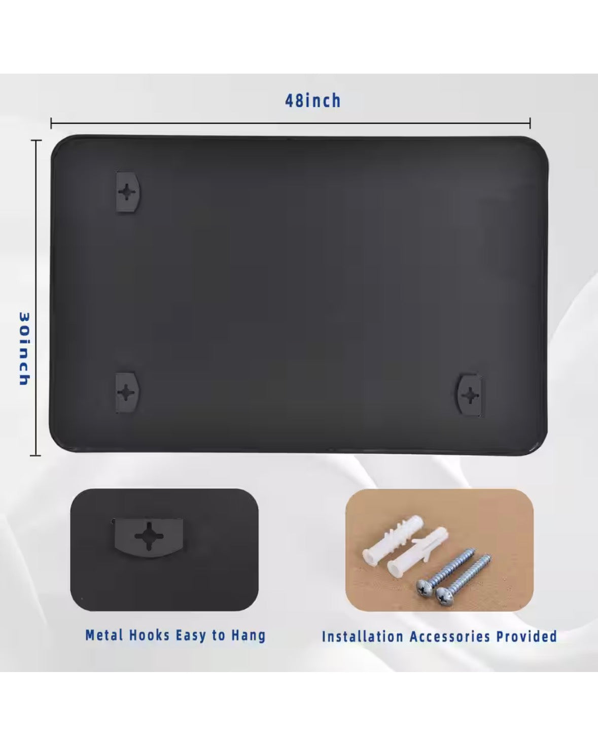 30 in. W x 48 in. H Rectangular Framed Black Wall Mirror