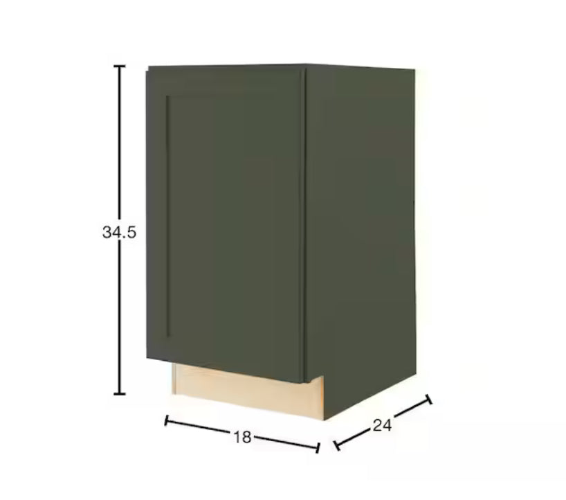 Avondale 18 in. W x 24 in. D x 34.5 in. H Ready to Assemble Plywood Shaker Trash Can Kitchen Cabinet in Fern Green