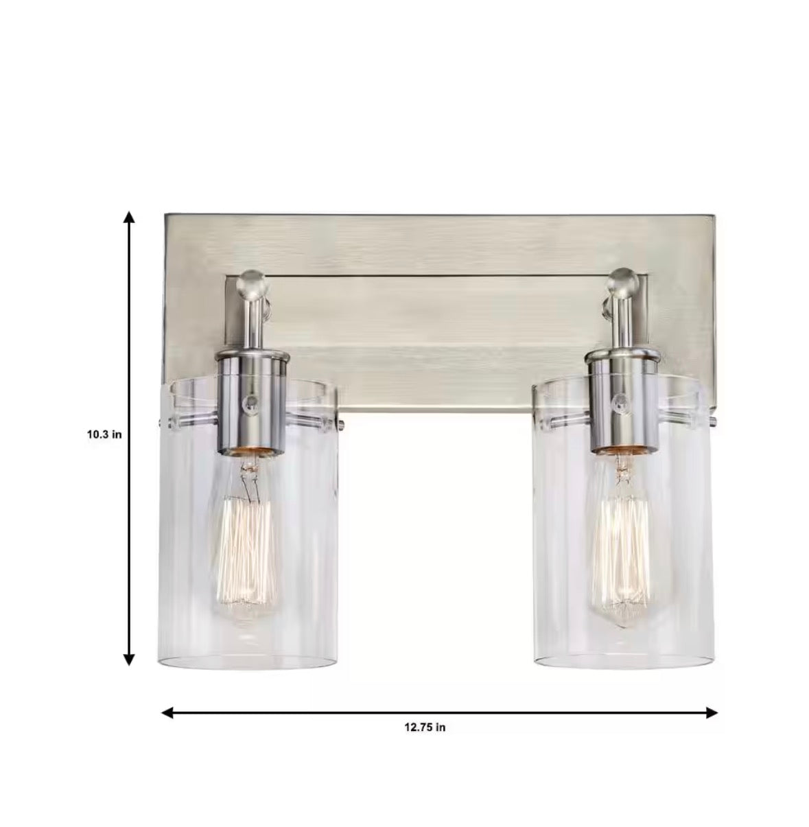 Regan 12.75 in. 2-Light Brushed Nickel Vanity Light with Clear Glass Shades