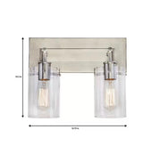 Regan 12.75 in. 2-Light Brushed Nickel Vanity Light with Clear Glass Shades