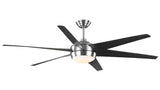 Windward 68 in. White Color Changing Integrated LED Brushed Nickel Ceiling Fan with Light Kit, DC Motor and Remote