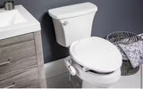Assurance Raised 3" Elongated Never-Loosens Premium Plastic Toilet Seat in White with Support Arms and Bidet