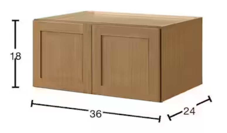 Avondale 36 in. W x 24 in. D x 18 in. H Ready to Assemble Plywood Shaker Wall Bridge Kitchen Cabinet in White Oak