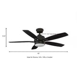 Fawndale 46 in. Indoor Integrated LED Bronze Ceiling Fan with Light Kit, 5 Reversible Blades and Remote Control