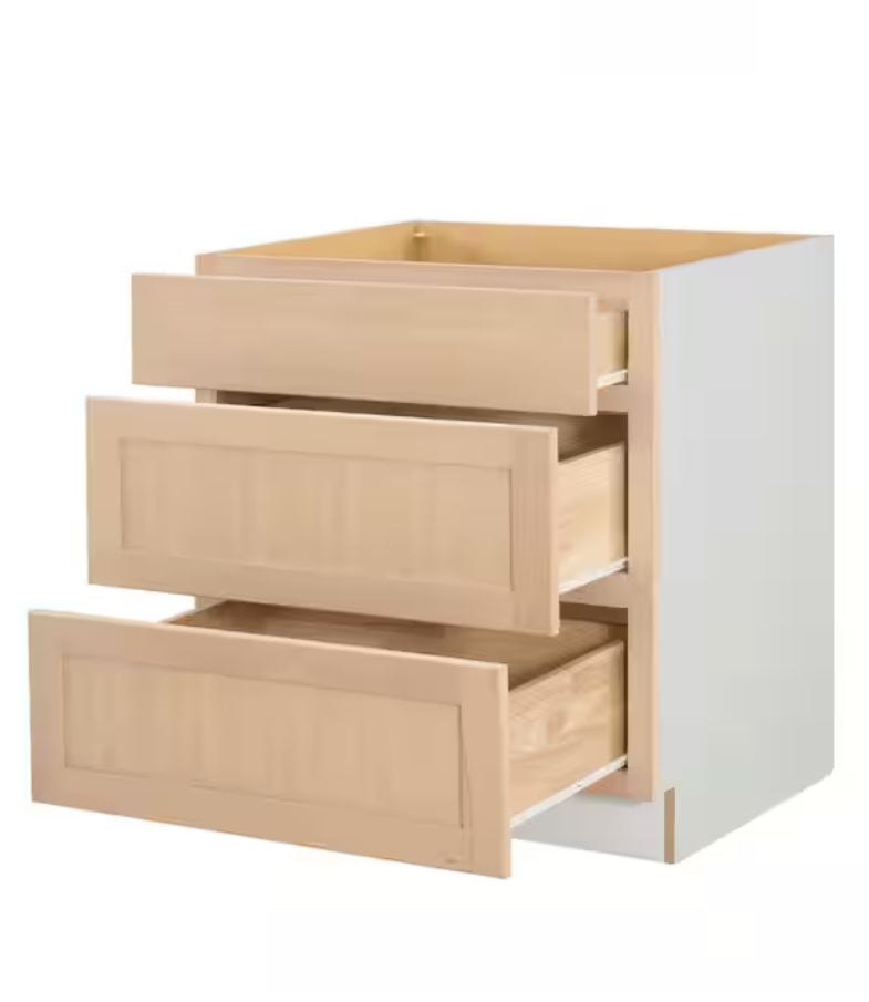 30 in. W x 24 in. D x 34.5 in. H Ready to Assemble Drawer Base Kitchen Cabinet in Unfinished with CLICKREADY Technology
