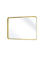 30 in. W x 40 in. H Rectangular Modern Aluminum Framed Rounded Gold Wall Mirror
