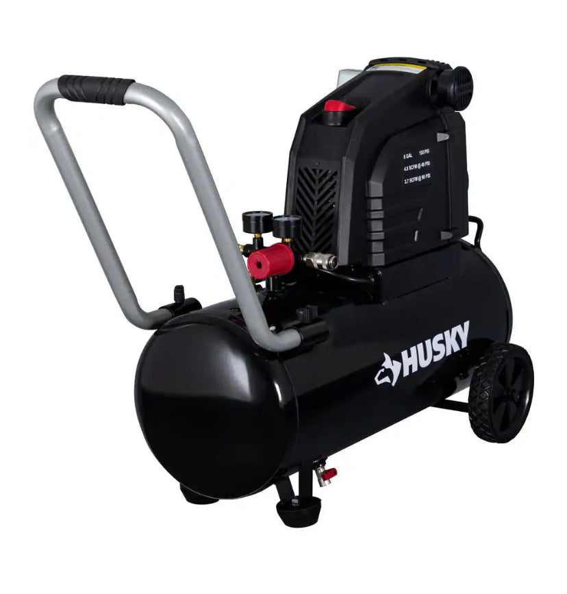 8 Gal. 150 PSI Portable Electric Oil-Free Horizontal Hotdog Air Compressor with Rubber Wheels and 1-Quick Coupler