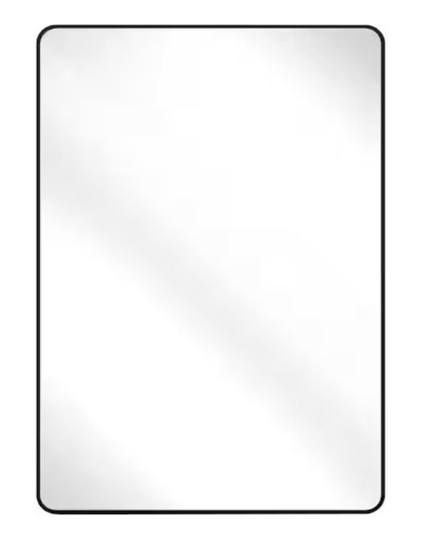 26 in. W x 38 in. H Rectangular Aluminum Alloy Framed Rounded Black Wall Mirror