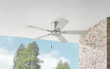 Grantway 48 in. Indoor/Covered Outdoor Brushed Nickel Low Profile Ceiling Fan Without Light with Pull Chain Included