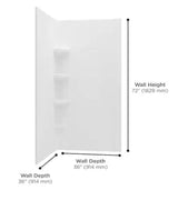 Ovation Curve 36 in. W x 72 in. H 2-Piece Glue Up Alcove Subway Tile Shower Walls in Arctic White