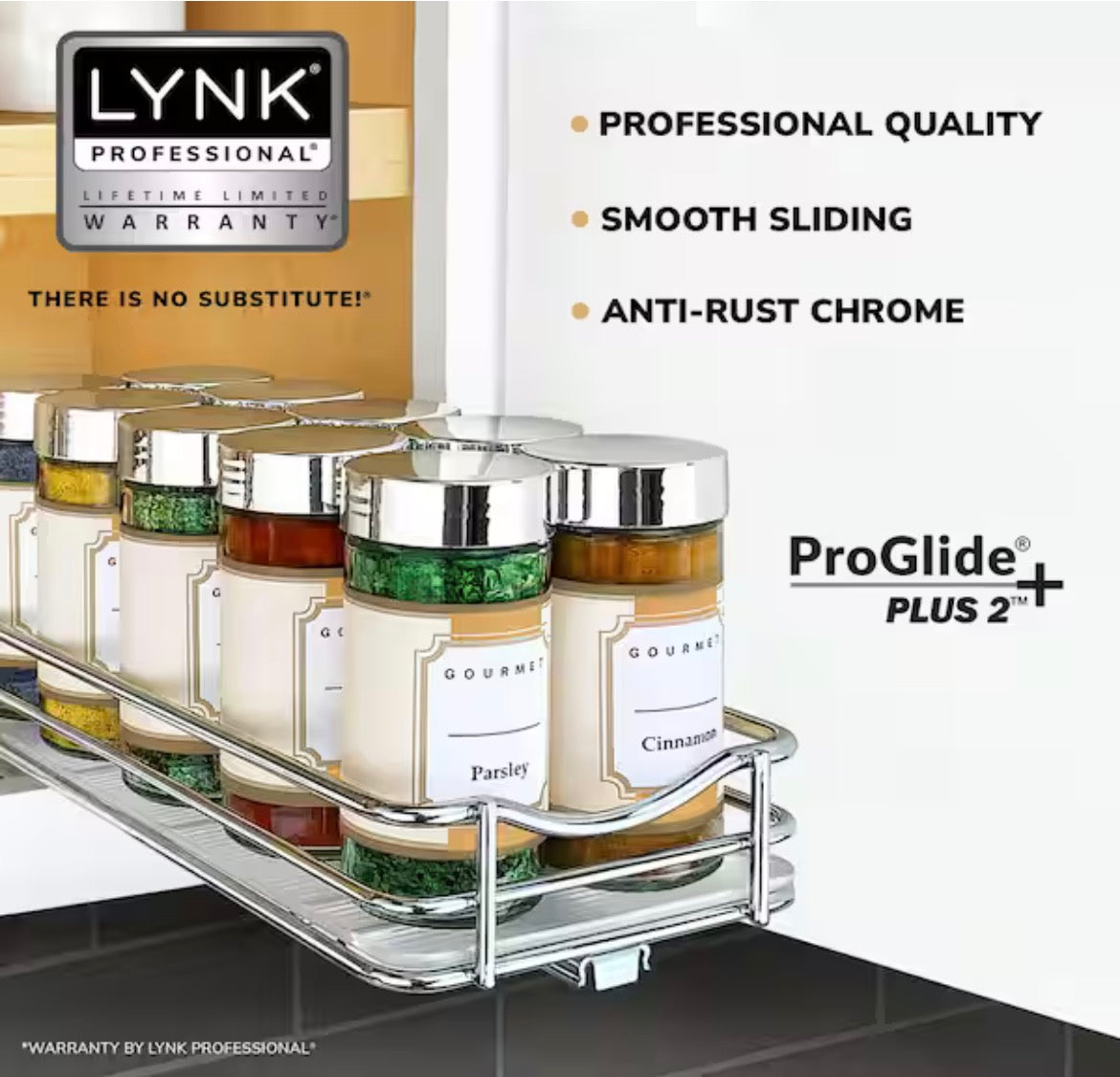 4-1/4 in. Wide Silver Chrome Slide Out Spice Rack Pull Out Cabinet Organizer