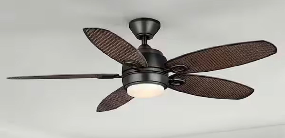 Daniel Island 52 in. White Color Changing Integrated LED Outdoor Matte Black Ceiling Fan with Light Kit and Remote