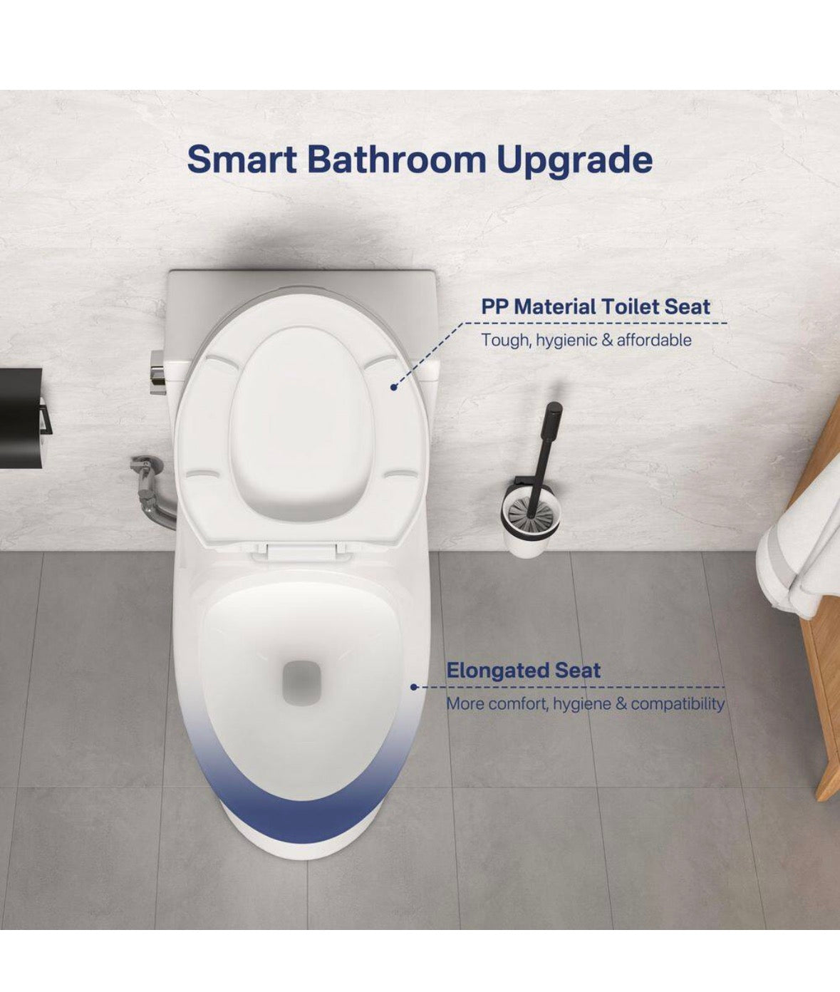 Denbigh 1-Piece 1.28 GPF Siphonic Jet Single Flush Elongated Compact Toilet in Crisp White, Seat Included