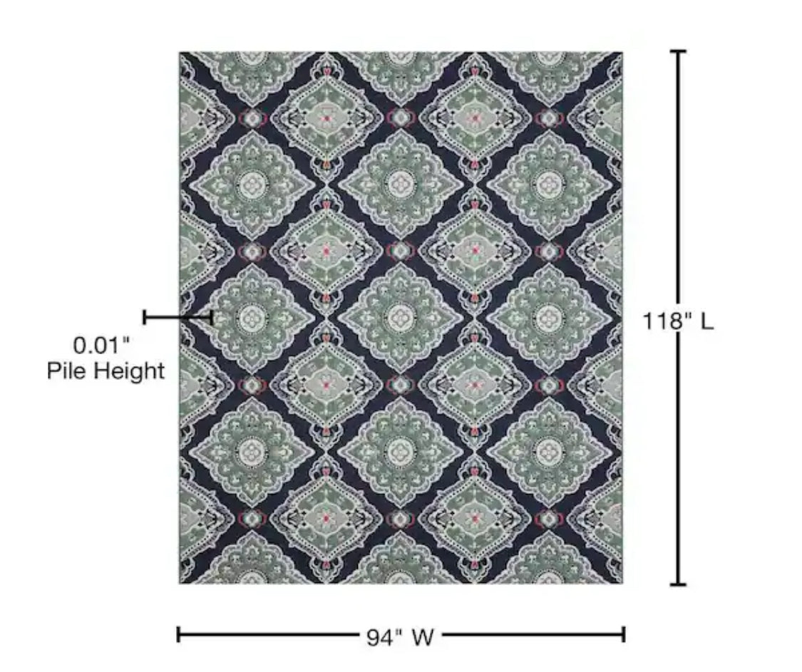 Oak Hill Blue 8 ft. x 10 ft. Medallion Indoor/Outdoor Area Rug