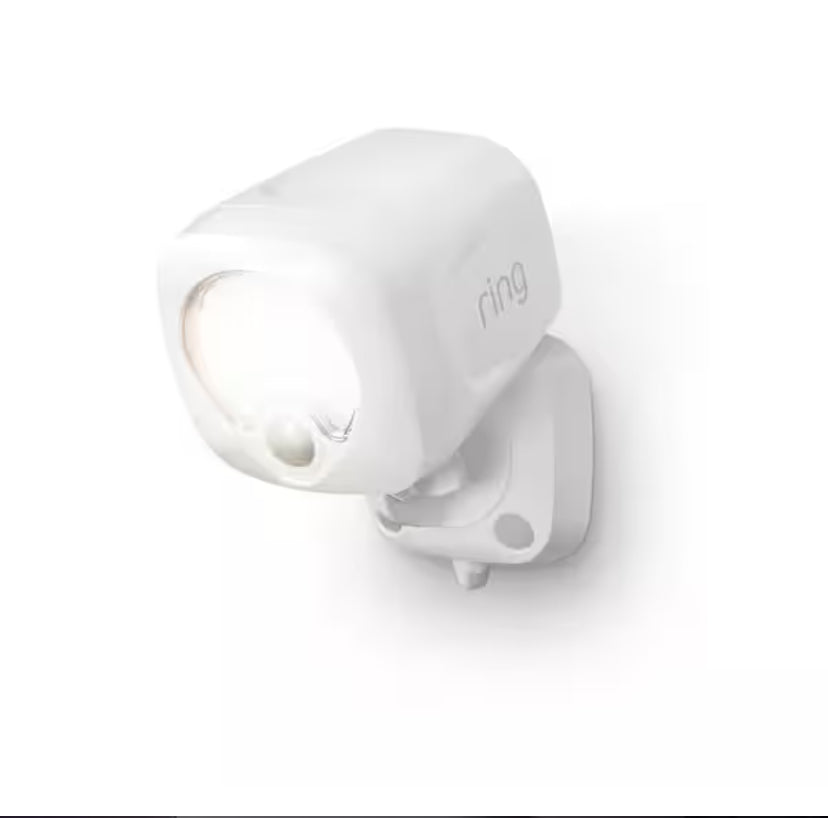 Smart Lighting White Motion Activated Outdoor Integrated LED Spotlight Battery